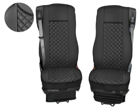 Set huse scaune camion compatibile cu DAF XF 106 euro 6 2012->, piele ecologica neagra - Img 6