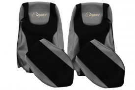 Set huse scaune camion compatibile cu DAF XF105 XF106 2012-> negru cu gri, piele ecologica cu velur