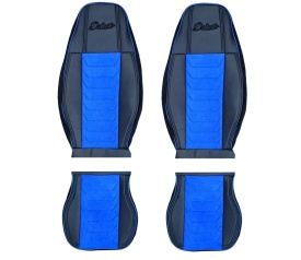 Set huse scaune camion compatibile MAN TGX II 2020->, negru cu albastru, piele ecologica cu catifea - Img 2