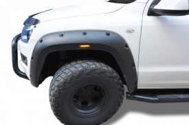 Set protectii aripa overfender compatibil Volkswagen Amarok 2010-> , cu leduri, fibra, negru mat - Img 2