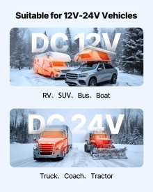 Soba incalzitor diesel portabil VEVOR CY-29, 12-24V putere 5-8KW telecomandă și afișaj digital color, zgomot redus, anunt vocal, pentru rulote camion barca și remorca - Img 9