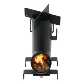Soba tip racheta pentru camping, portabila, pe lemne cu geanta de transport pentru drumetii, otel carbon, pentru gatit in aer liber, curte, drumetii, culoare negru - Img 10
