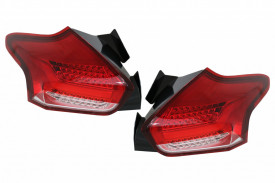 Stopuri Full LED BAR compatibil cu Ford Focus MK 3 Hatchback Facelift 2015-2018 Cu Semnalizare Dinamica Rosu - Img 2