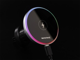 Suport auto magnetic pentru telefon, prindere in grila aer, cu incarcator inductiv de 15W + cablu USB > USB-C 100 cm - Img 4