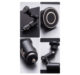 Suport telefon, incarcator adaptor auto bricheta 12-24V cu unghi reglabil cu 1 iesire USB 2A rotatie 360 grade negru - Img 2