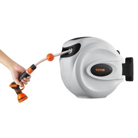 Tambur pentru furtun retractabil, Tambur pentru furtun de apa, lungime furtun 20m pivotant 180° Montat pe perete - Img 9
