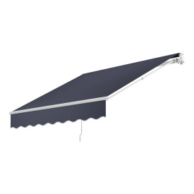 Copertina retractabila manuala, 240x210 cm, pentru terasa exterioara, parasolar retractabil, adapost pentru usa si fereastra din poliester rezistent la apa, cu maner manivela pentru curte, balcon, culoare gri - Img 4