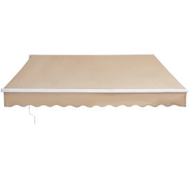 Copertina retractabila manuala, 360x300 cm, pentru terasa exterioara, parasolar retractabil, adapost pentru usa si fereastra din poliester rezistent la apa, cu maner manivela pentru curte, balcon - Img 2