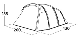 Cort camping tip tunel pentru 4 persoane, 430x260x185 cm, Easy Camp Tent Hamra 4 - Img 7