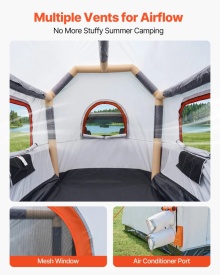 Cort gonflabil pentru camioneta, cort pentru camioneta cu platforma de 2,2 x 1,65 m, 3 sezoane, cu ferestre ventilate din plasa, corturi de camping impermeabile din PU2000 mm pentru drumetii in aer liber - pompa de aer inclusa - Img 3