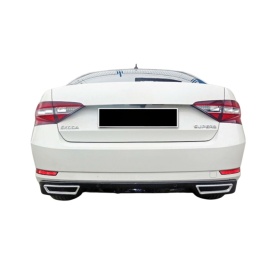 Difuzor bara spate compatibil Skoda Superb 3 III 2015-2019 cu dubla evacuare, negru lucios - Img 3