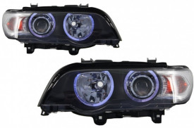 Faruri Angel Eyes compatibil cu BMW X5 E53 (1999-2003) Black Edition - Img 1