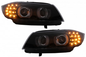 Faruri Bi-Xenon U-Led 3D Angel Eyes compatibil cu BMW Seria 3 E90 E91 2008-2011 Fundal gru - Img 3