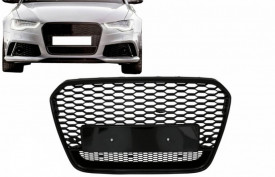 Grila Bara Fata compatibil Audi A6 C7 4G 2011-2014 RS6 Design Negru Lucios - Img 2