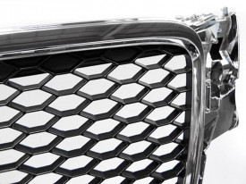 Grila Centrala Fara Emblema compatibil cu AUDI A4 B8 2007-2012 Limousine Avant RS Design Argintiu - Img 3
