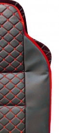 Husa scaun camion compatibila cu IVECO, Piele ecologica negru si cusatura rosie - Img 2