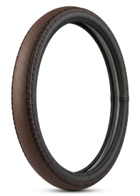 Husa volan piele perforata, negru cu maro compatibil cu Seat Mii 2012-2019 - Img 2