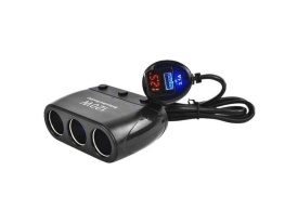 Incarcator auto, Splitter bricheta 12V-24V, 120W, 3 iesiri, 1 USB 3.1A, cu voltmetru