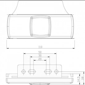 Lampa gabarit 100x32, LED, galbena, cu suport lateral, 12-36V, FT-017z+k, Fristom - Img 3