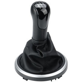 Manson schimbator piele ecologica cu nuca in 5 viteze compatibil Ford Fiesta 2001-2008, Fusion 2002-2012, negru - Img 1