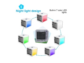 Mini aparat de aer conditionat portabil 3 in 1, racire, umidificare, purificare a aerului cu lumina LED in 7 culori diferite cu USB - Img 9