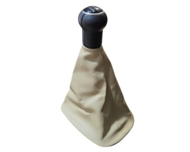 Nuca schimbator cu manson piele ecologica compatibil cu VW Passat B5, B5.5 1996-2004, culoare bej, 5 viteze - Img 4