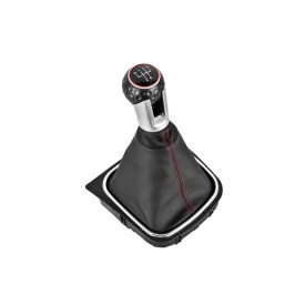 Nuca schimbator cu manson VW Golf V 2003-2008, Vw Golf VI 2008-2012, VW Jetta 2005-2010, 5 trepte, cusatura rosie, GTI Design - Img 8