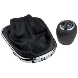 Nuca schimbator de viteze cu rama si manson piele ecologica compatibil cu Chevrolet Cruze 2009-2015, 5 trepte, culoare negru cu crom