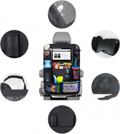 Organizator auto Montat pe Scaun, Compatibil cu orice Masina, Suport de Tableta si Sticle Inclus, Negru - Img 2
