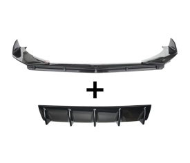 Pachet exterior Prelungire bara fata Brabus V3 Design, negru lucios, 3 piese si Difuzor auto de bara universal culoare Negru Lucios