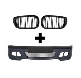 Pachet tuning Bara Fata compatibil cu BMW Seria 3 E46 Sedan/Touring 1998-2004 M-Tehnik si Grile Centrale compatibil cu BMW Seria 3 E46 4 USI 2001-2004 (Facelift) Negru Lucios M Design