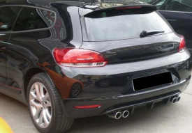 Prelungire difuzor Bara Spate compatibil cu VW Scirocco 2008-2013 evacuare dubla stanga dreapta, negru lucios - Img 2