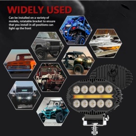 Proiector LED oval, 12-24V universal, lumina alba, pozitie galbena, 2000LM, pentru camioane tractor rollbar offroad ATV jeep utilaje agricole - Img 2