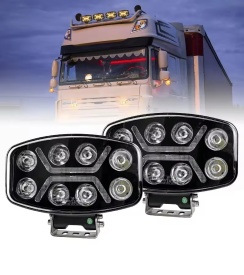 Proiector LED universal, 12V-24V 90W alb-galben pentru ATV jeep camion tractor utilaje agricole si alte echipamente - Img 4