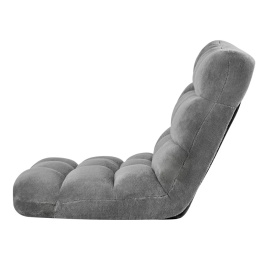 Scaun de podea, scaun de gaming pliabil cu 14 pozitii reglabile si spatar, cadru metalic robust cu spuma reciclata si suprafata din fleece coral, multifunctional pentru citit, relaxare, culoare gri - Img 11