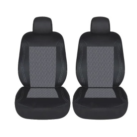 Set 1+1 Huse Scaune Auto Pentru Scaune Fata Universale , Negru cu Gri , Material Textil
