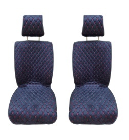 Set 2 huse scaune auto pentru fata, catifea, negru si cusatura rosie