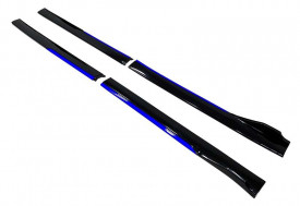 Set 2 Prelungiri praguri tuning 210 cm, negru lucios cu buza albastra - Img 2