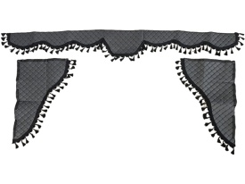 Set 3 perdele din piele ecologica pentru camion, universal compatibil Scania, culoare gri - Img 1