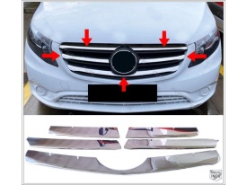 Set 5 Ornamente inox grila compatibil cu Mercedes Vito W447 2020->, versiunea lata - Img 2