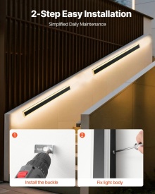 Set de 2 aplice exterioare, lampa de perete moderna cu bandă de 80 cm lungime, alb cald 3000K, iluminat exterior impermeabil antirugina IP65, pentru casa, veranda, garaj - Img 5