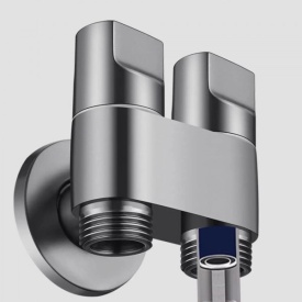 Set de dus cu pulverizator de apa pentru toaleta, economizor de spatiu, cu control dual, evacuare cu unul in doua, supapa unghiulara, crom - Img 3