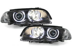 Set faruri compatibil cu BMW Seria 3 E46 Coupe 1999-2003 Angel Eyes Negru - Img 1