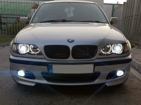 Set Faruri compatibile cu Bmw seria 3 E46 2001-2005 ANGEL EYES LED Negru - Img 2