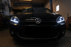 Set Faruri LED compatibil cu VW Golf 6 VI (2008-2013) Facelift G7.5 Design Negru Semnalizare Secventiala LHD - Img 6