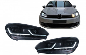 Set Faruri LED compatibil cu VW Golf 6 VI (2008-2013) Facelift G7.5 Design Negru Semnalizare Secventiala LHD - Img 4
