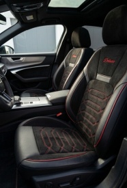 Set huse scaune auto compatibil Dacia Sandero II 2012-2020, fata-spate, imitatie alcantara, negru cu cusatura rosie - Img 2