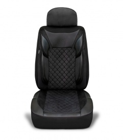 Set huse scaune auto compatibil Hyundai i20 2020->, fata-spate, Piele ecologica cu velur, Negru - Img 4
