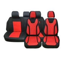 Set huse scaune auto compatibil Mitsubishi ASX 2010->, fata-spate, piele ecologica Negru cu rosu