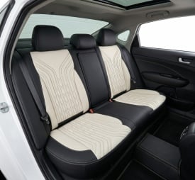 Set huse scaune auto compatibil Nissan Qashqai II 2014-2021, fata-spate, material textil negru cu crem - Img 4